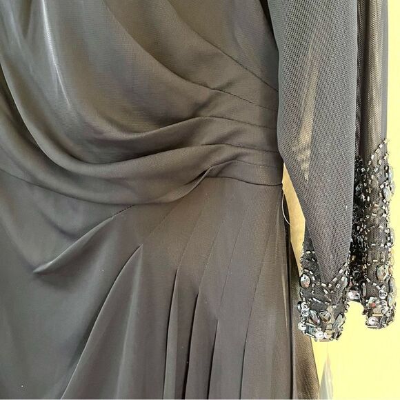 Alex Evenings Beaded Sweetheart Neck Long Sleeve Illusion Neckline Dress 12, NWT - Picture 10 of 15